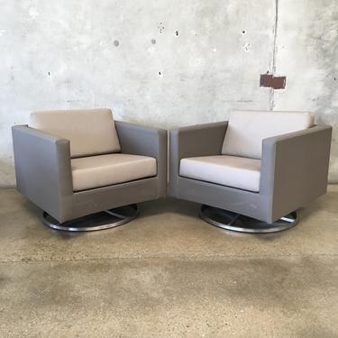 Pair of Crate and Barrell Dune Taupe Lounge Chairs
