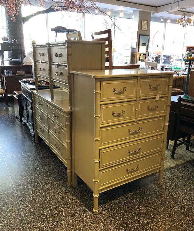                   Gorgeous Faux French Bamboo Motif Bedroom Set! Chest of Drawers - $550!
