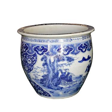 Chinese Blue White Oriental Flower People Scenery Porcelain Pot cs6029E 