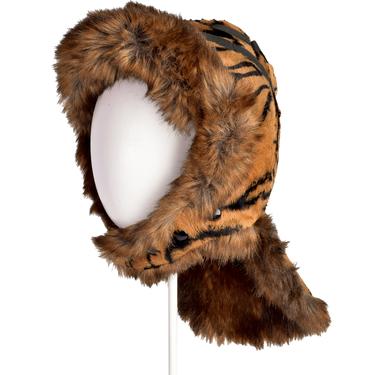 Jean Paul Gaultier Vintage AW 1994 Runway Tiger Stripe Faux Fur Trapper Style Hat