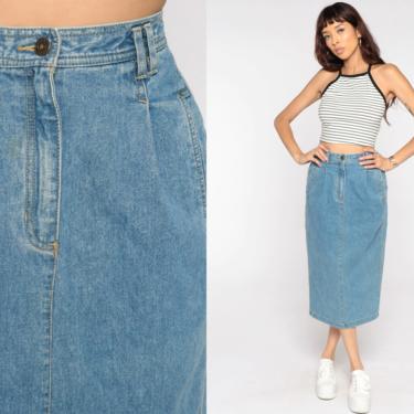 90s Jean Skirt Denim Midi Skirt Lizwear Liz Claiborne Pencil Skirt Jeans 80s High Waisted Wiggle 1990s Retro Vintage Blue Small 4 