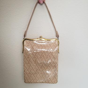 vintage purse 50s purse 1950s purse 60s purse 1960s purse beige purse cream purse wicker purse brown purse vinyl purse gold purse tweed 