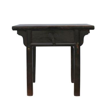 Chinese Iron Hardware Drawer Distressed Brown Side Table cs5333S