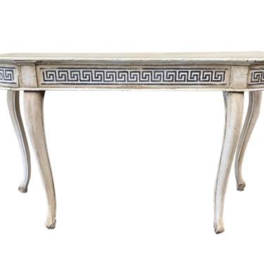 Italian Painted Demi-Lune Console Table With Greek Key Motif - 19th C