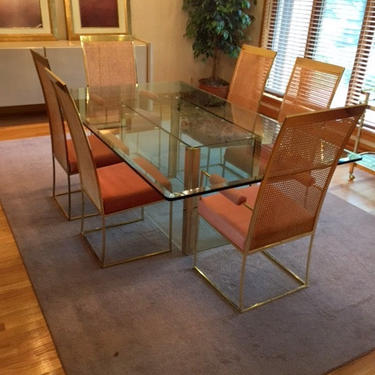Local Pickup Preferred. Midcentury Pace Brass and Glass Dining Table by OffMain
