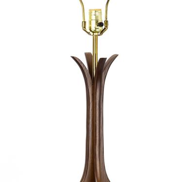 Walnut and Cork Mid Century Sculptural Table Lamp - mcm 