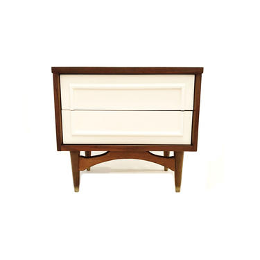 Vintage MCM Nightstand In Wood and White 