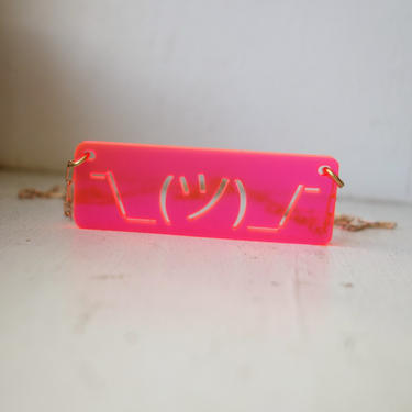 Shruggie Twitter Fluorescent Pink Acrylic Necklace 