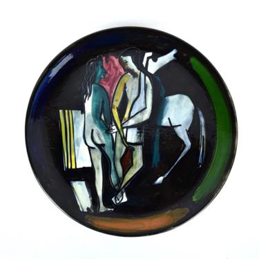 Vintage Midcentury Modern Abstract Italian Ceramic Charger Luciano Rumi 