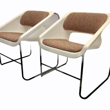 Space Age Modern Pair Lotus Armchairs by Paul Boulva for Artopex, Canada1976