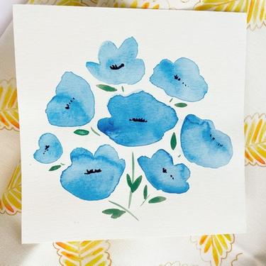 Mini Paintings: Blue Poppies - 2