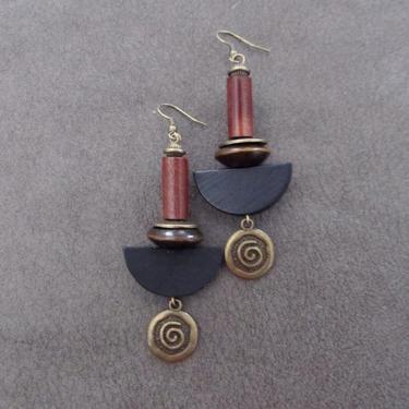 Large wooden earrings, bold statement earrings, geometric earrings, rustic natural earrings, ethnic tribal earrings, primitive exotic 2 