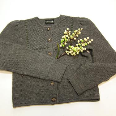 Austrian ski sweater - Junior size XS - Sportalm gray wool cardigan - Tyrolean styling - Austrian knit cardigan sweater 