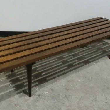 GEORGE NELSON STYLE MID CENTURY SOLID BEECH SLAT BENCH / COFFEE TABLE modern