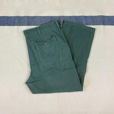 Size 46x31 Vintage 1960s US Army Cotton Sateen OG-107 Fatigues Utilities Baker Pants 