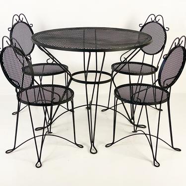 Wrought Iron Bistro Patio Set, Circa 1950s - *Please ask for a shipping quote before you buy. 