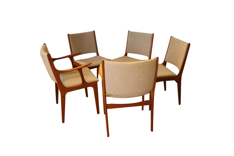 Five Mid Century Teak Dining Chairs 