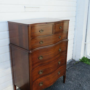Solid Mahogany Serpentine Front Tall Chest of Drawers by Tomlinson 1398