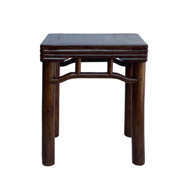 Chinese Handmade Vintage Brown Square Wood Top Stool Table cs7045E 