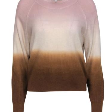 Madewell - Pink &amp; Brown Ombre Waffle Knit Cashmere Sweater Sz M