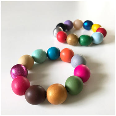 Gumball bracelets - handmade polymer clay beads on double strength elastic cord by ChrisBergmanHandmade