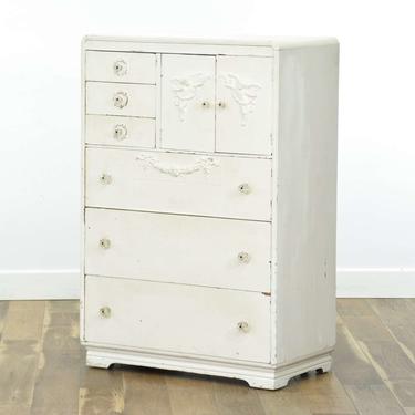 White French Provincial Tall Dresser W Putti Detail