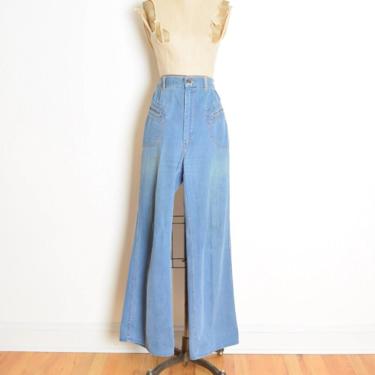 vintage 70s blue jeans denim high waisted flares bell bottoms hippie boho M clothing 