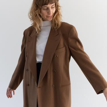 Vintage Camel Brown Valentino Double Breast Blazer Jacket | Made in Italy Wool Coat | M 