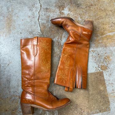Leather Campus Boots Vintage 1970s Brown Leather Women’s 