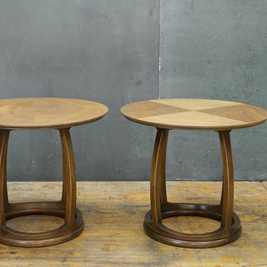 Rare Lane Alta Vista VA Adrian Pearsall designed Congo Side Tables in Walnut with Harlequin Inlay Vintage Mid-Century Modern Retro Atomic 