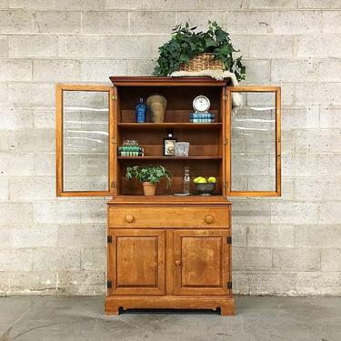 LOCAL PICKUP ONLY Vintage Wood Hutch Retro 1940's Glass Front Kitchen Cabinet with Multiple Shelves Drawer and Cabinet Kitchen Furniture 