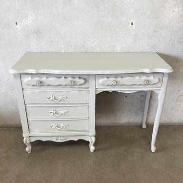 French Provincial Gray Painted Vanity / Desk