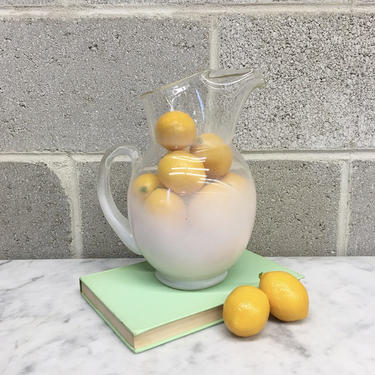 Vintage Blendo Pitcher Retro 1960s Mid Century Modern + Frosted White + West Virginia Glass + Servingware + Home and Kitchen Decor 