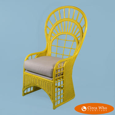 High Back Fretwork Rattan Throne Chair