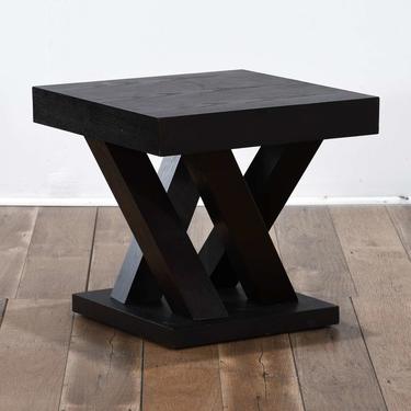 Contemporary Black Cross Frame End Table