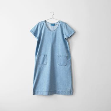 vintage denim utility dress, oversized cotton pullover, size L / XL 