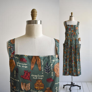 Vintage Outdoor Print Jumper Dress 