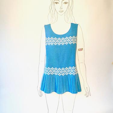Vintage 1960s Tennis Dress - Vintage Mini Dress - Knit Dress - Neiman Marcus - Blue Dress - 1960s Dress 