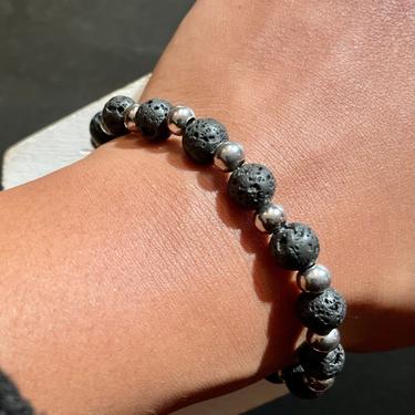 Black Lava Rock Grounding Beaded Fashion Bracelet | Lava Beads | Stainless Steel | Hypoallergenic | Minimalist | Gift for Him | Gift for Her 