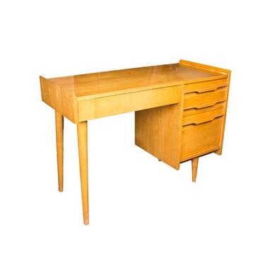 Vintage Midcentury Solid Maple Single Pedestal Desk by Crawford Furniture - Pickup and Delivery to selected cities 