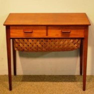 16249 Erling Torvits Designed Danish Modern Teak Two Drawer Sewing Table w/Basket, circa 1960