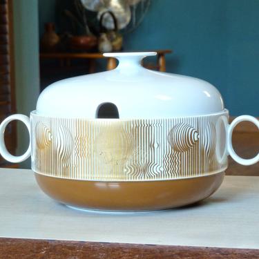 Victor Vasarely Manipur for Rosenthal Studio Line Porcelain Soup Tureen - Form Duo Ambrogio Pozzi - Mid Century Modern Ceramic Dishware 