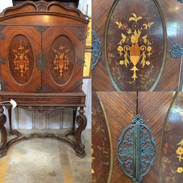 Fabulous inlaid cabinet with stunning hardware. c. 1890. Only $745.