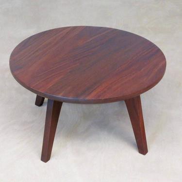 Mid Century Modern, Round Side Table, Handcrafted, Sustainable Tropical Hardwood, Elegant, Walnut, Living Room, Wood Furniture, coffee table 