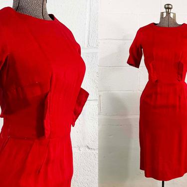 Vintage Red Shift Dress 70s 1970s Scooter Mod Twiggy Wiggle Short Sleeve Boho Sheath Evening Cocktail Party Women's Small XS 