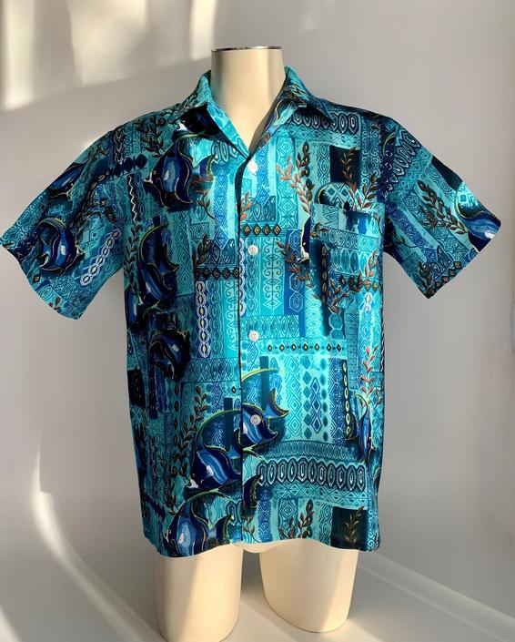 1950's Hawaiian Shirt - PENNEY'S LABEL - Rayon Hand Screen Printed - Loop Collar  - Made in Japan - Men's Size Medium - DEADSTOCK 