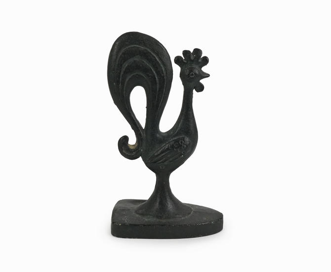 Cast Iron Tiny Rooster Figurine Statue Paper Weight