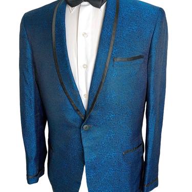 Vintage 1960s Atomic SHARKSKIN Blazer ~ 40 R ~ sport coat / jacket ~ Rockabilly / Mod ~ Tuxedo ~ Shawl Collar ~ 