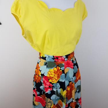 Vintage 1960's Maxi Skirt / 70s Floral Panel Skirt 