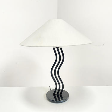 Vintage Wavy Lamp Table Squiggle 80s Memphis Marble Postmodern 